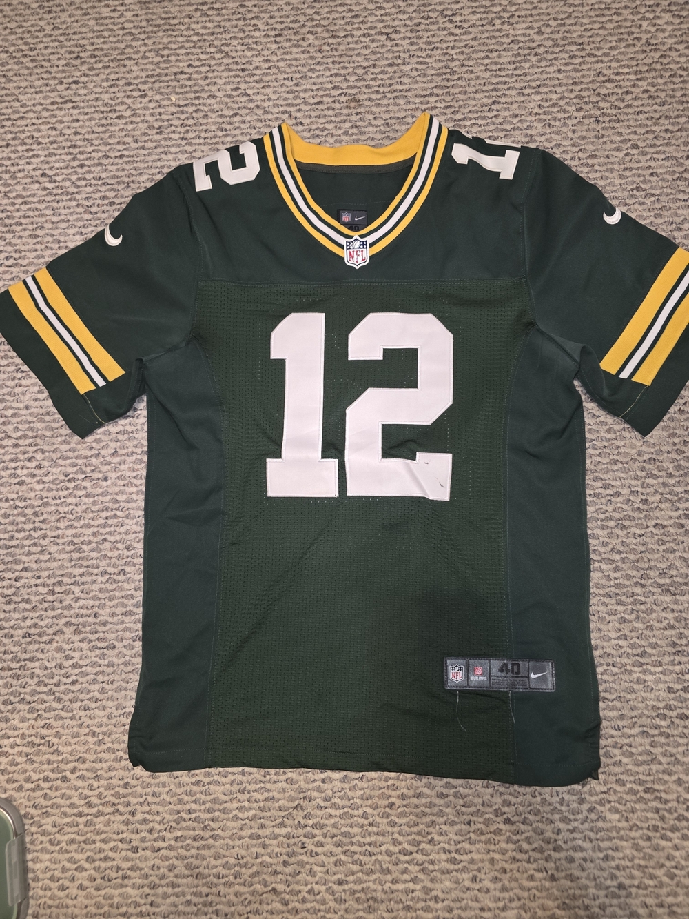 Nike Green and Yellow #12 Men's Football Jersey